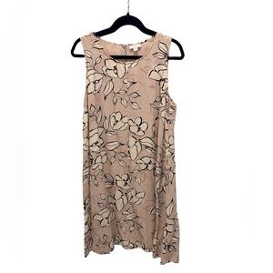 J Jill Floral Linen Blend Swing Dress Size L EUC